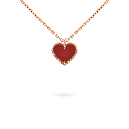 [OrnoraJewelry]SWEET CLOVER CARNELIAN HEART NECKLACE