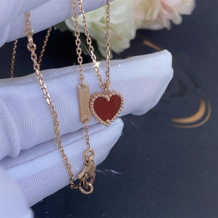 [OrnoraJewelry]SWEET CLOVER CARNELIAN HEART NECKLACE