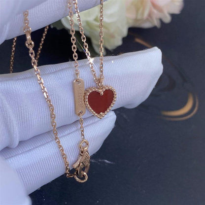 [OrnoraJewelry]SWEET CLOVER CARNELIAN HEART NECKLACE