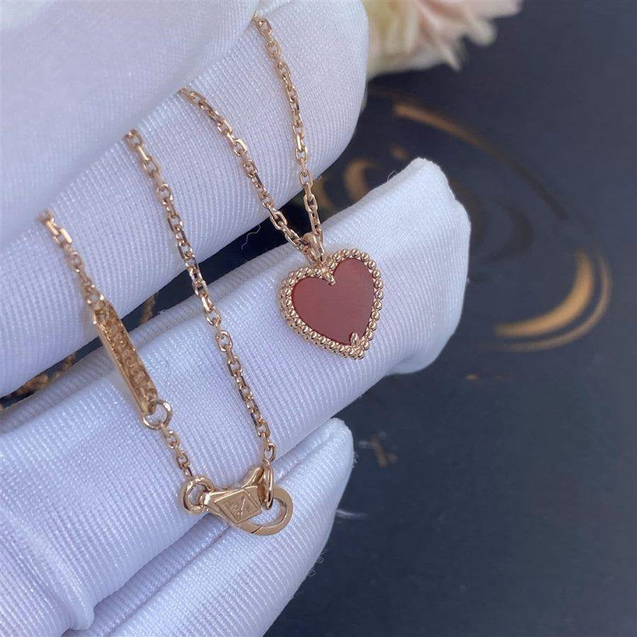 [OrnoraJewelry]SWEET CLOVER CARNELIAN HEART NECKLACE