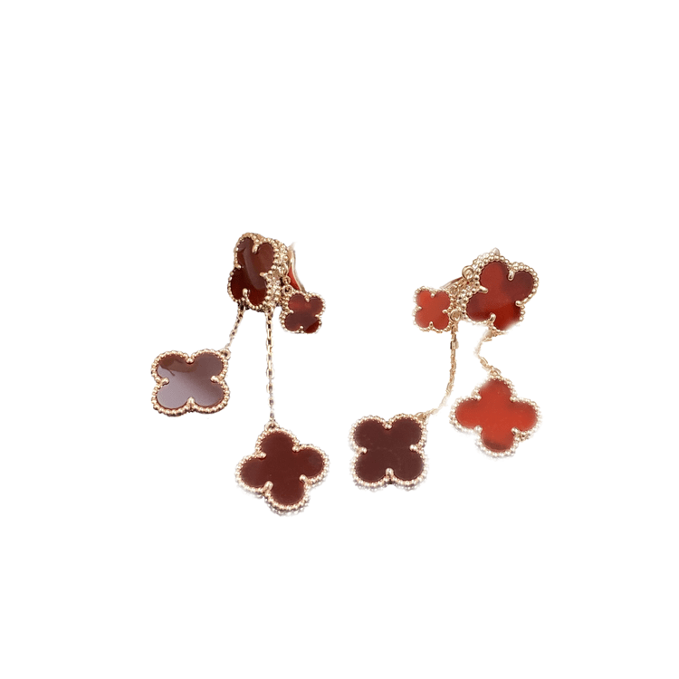 [OrnoraJewelry]CLOVER EARRINGS CARNELIAN 4 MOTIFS PINK GOLD