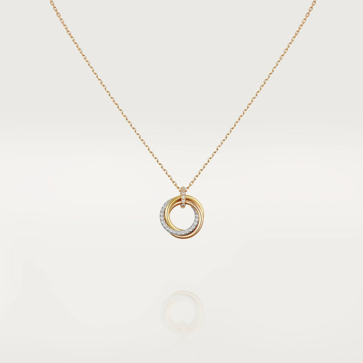[OrnoraJewelry]TRINITY NECKLACE SILVER GOLD PINK GOLD DIAMONDS