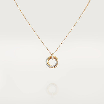 [OrnoraJewelry]TRINITY NECKLACE SILVER GOLD PINK GOLD DIAMONDS