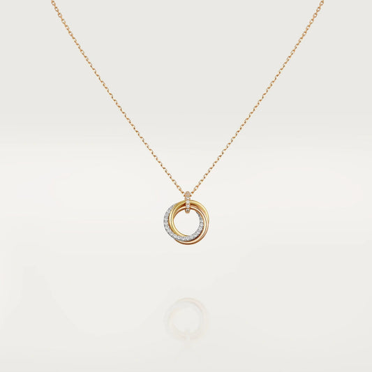 [OrnoraJewelry]TRINITY NECKLACE SILVER GOLD PINK GOLD DIAMONDS