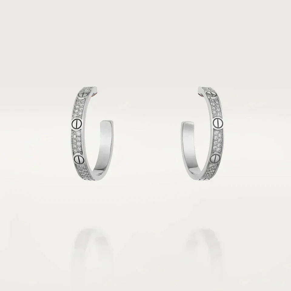 [OrnoraJewelry]LOVE DIAMOND SILVER HOOP EARRINGS