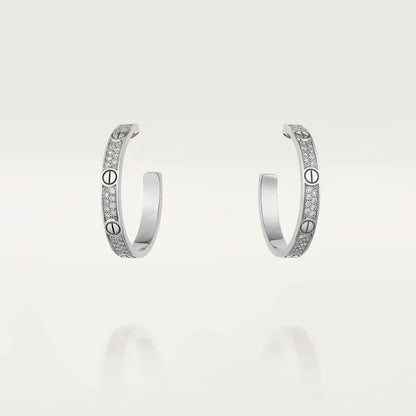 [OrnoraJewelry]LOVE DIAMOND SILVER HOOP EARRINGS