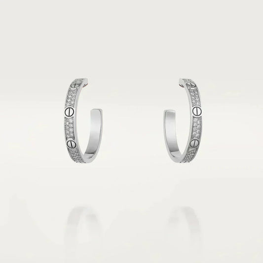 [OrnoraJewelry]LOVE DIAMOND SILVER HOOP EARRINGS