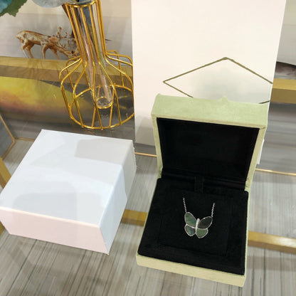 [OrnoraJewelry]LARGE BUTTERFLY SILVER PENDANT DIAMOND NECKLACE