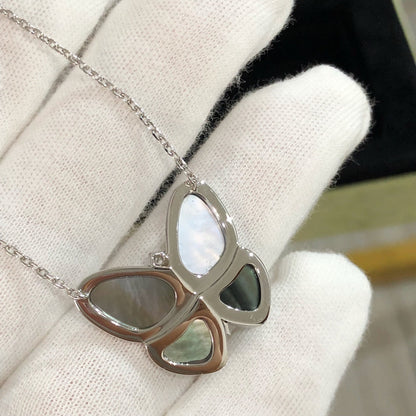 [OrnoraJewelry]LARGE BUTTERFLY SILVER PENDANT DIAMOND NECKLACE