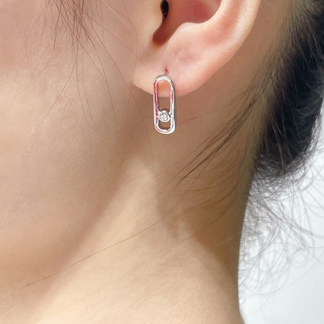 [OrnoraJewelry]MOVE UNO SMALL 1 DIAMOND EARRINGS