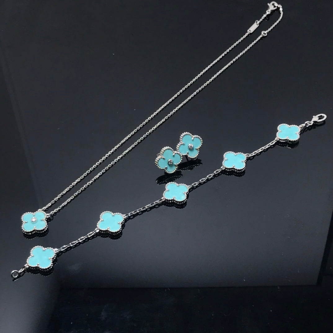 [OrnoraJewelry]CLOVER 1 DIAMOND BLUE SKY SILVER EARRINGS