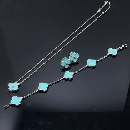 [OrnoraJewelry]CLOVER 1 DIAMOND BLUE SKY SILVER EARRINGS