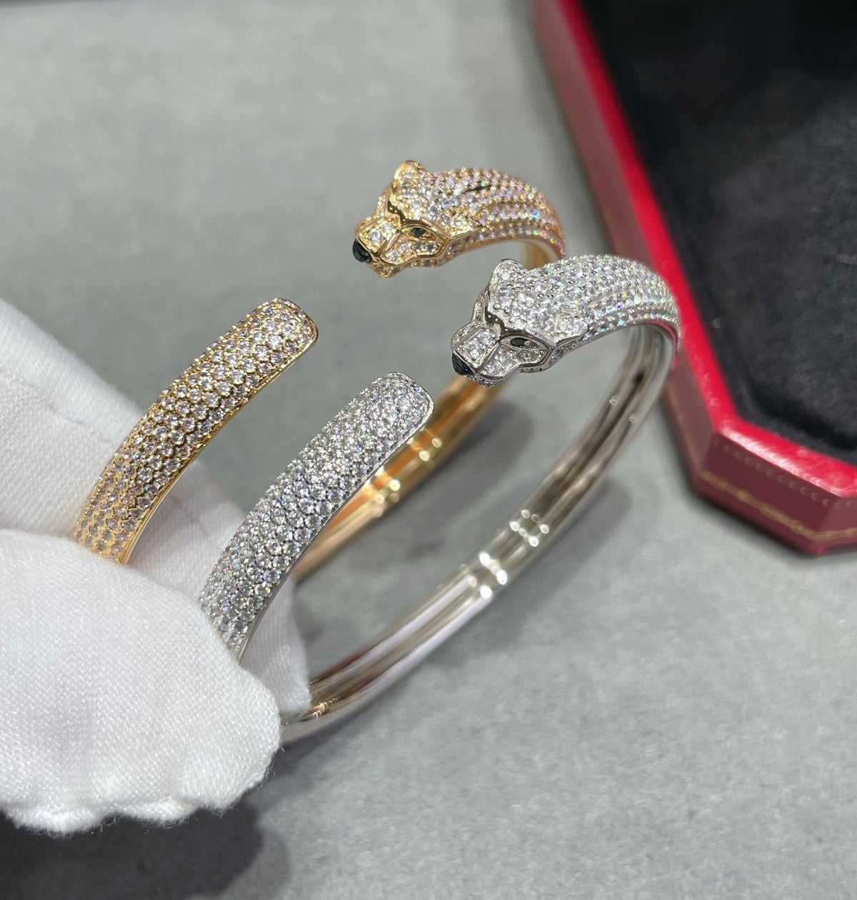 [OrnoraJewelry]PANTHERE FULL DIAMOND OPEN BRACELET