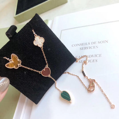 [OrnoraJewelry]LUCKY SPRING 4 MOTIFS ROSE GOLD NECKLACE