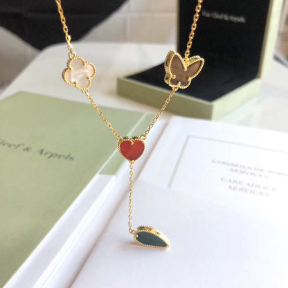 [OrnoraJewelry]LUCKY SPRING 4 MOTIFS ROSE GOLD NECKLACE