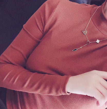 [OrnoraJewelry]LUCKY SPRING 4 MOTIFS ROSE GOLD NECKLACE
