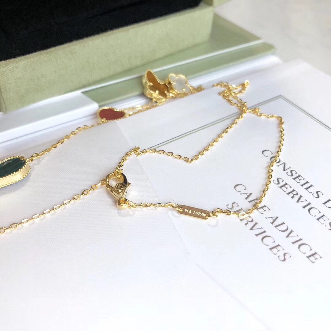 [OrnoraJewelry]LUCKY SPRING 4 MOTIFS ROSE GOLD NECKLACE