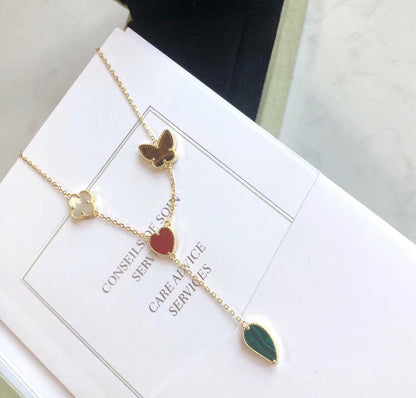 [OrnoraJewelry]LUCKY SPRING 4 MOTIFS ROSE GOLD NECKLACE
