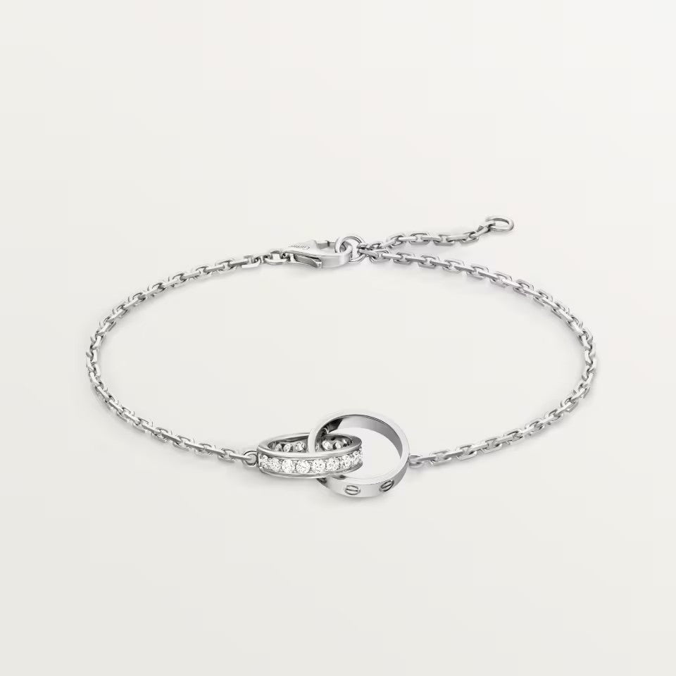[OrnoraJewelry]LOVE DOUBLE RING HALF DIAMOND BRACELET