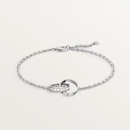 [OrnoraJewelry]LOVE DOUBLE RING HALF DIAMOND BRACELET
