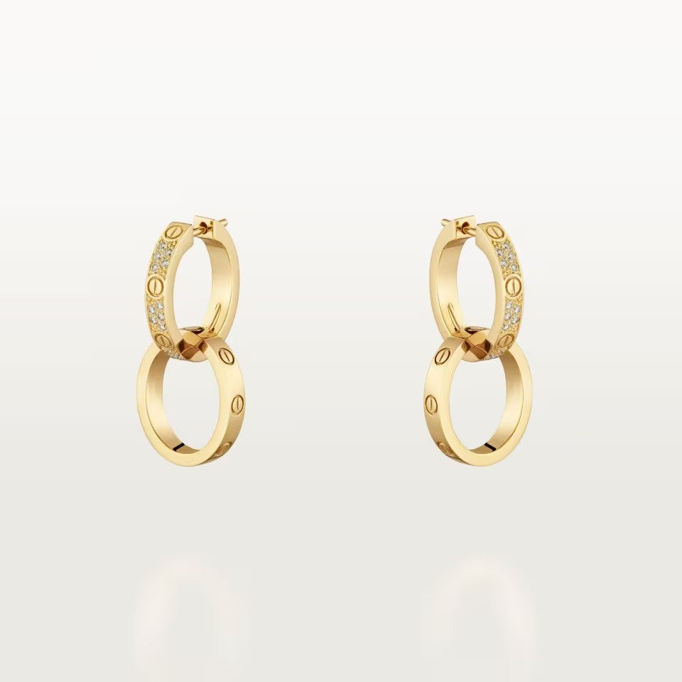 [OrnoraJewelry]LOVE 3.3MM DANGLE HALF DIAMOND EARRINGS