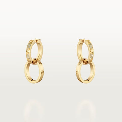 [OrnoraJewelry]LOVE 3.3MM DANGLE HALF DIAMOND EARRINGS