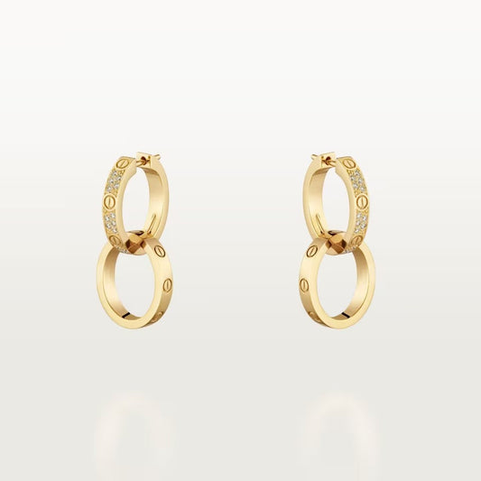 [OrnoraJewelry]LOVE 3.3MM DANGLE HALF DIAMOND EARRINGS