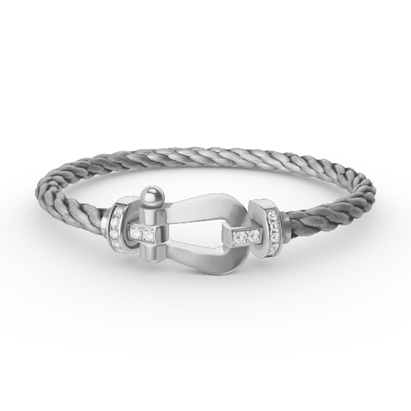 [OrnoraJewelry]FORCE LARGE HORSESHOE HALF DIAMOND BRACELET SILVER