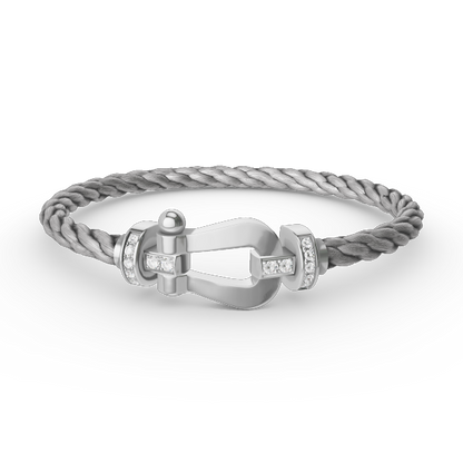 [OrnoraJewelry]FORCE LARGE HORSESHOE HALF DIAMOND BRACELET SILVER