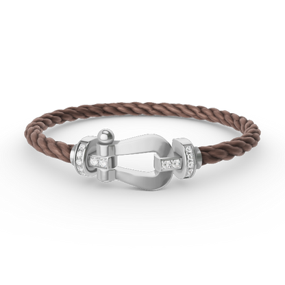 [OrnoraJewelry]FORCE LARGE HORSESHOE HALF DIAMOND BRACELET SILVER
