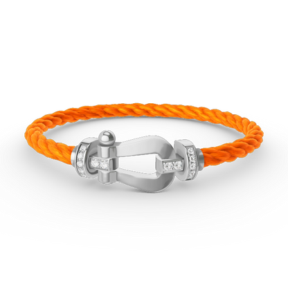 [OrnoraJewelry]FORCE LARGE HORSESHOE HALF DIAMOND BRACELET SILVER