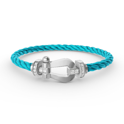 [OrnoraJewelry]FORCE LARGE HORSESHOE HALF DIAMOND BRACELET SILVER