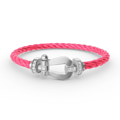 [OrnoraJewelry]FORCE LARGE HORSESHOE HALF DIAMOND BRACELET SILVER