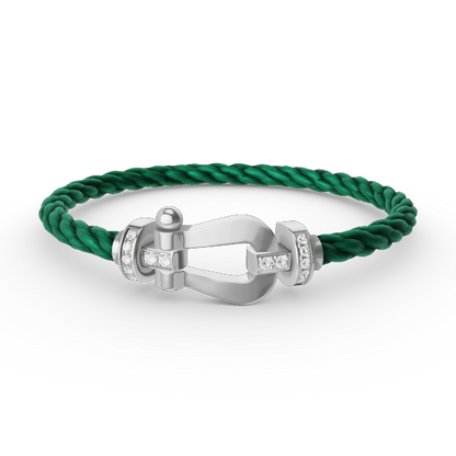 [OrnoraJewelry]FORCE LARGE HORSESHOE HALF DIAMOND BRACELET SILVER