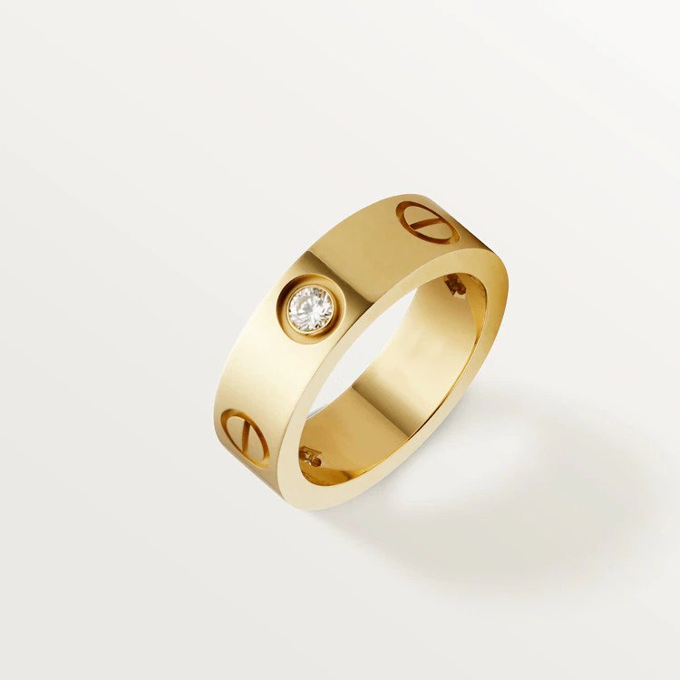 [OrnoraJewelry]LOVE RING 5.5MM 3 DIAMONDS PINK GOLD