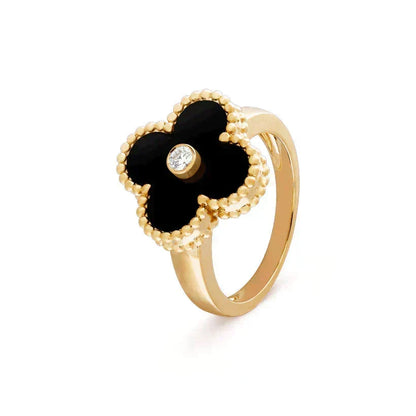 [OrnoraJewelry]CLOVER ONYX RING GOLD DIAMOND