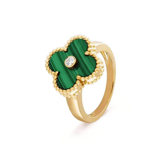 [OrnoraJewelry]CLOVER MALACHITE RING GOLD DIAMOND
