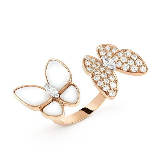 [OrnoraJewelry]TWIN BUTTERFLY DIAMOND MOP RING