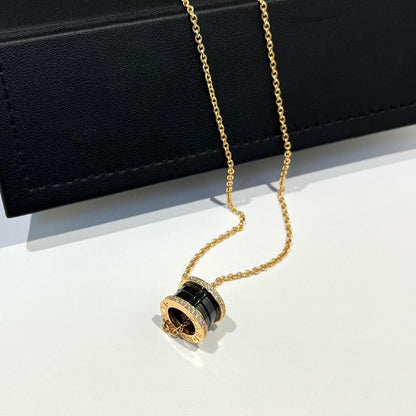 [OrnoraJewelry]ZERO 1 BLACK CERAMIC DIAMOND PINK GOLD NECKLACE